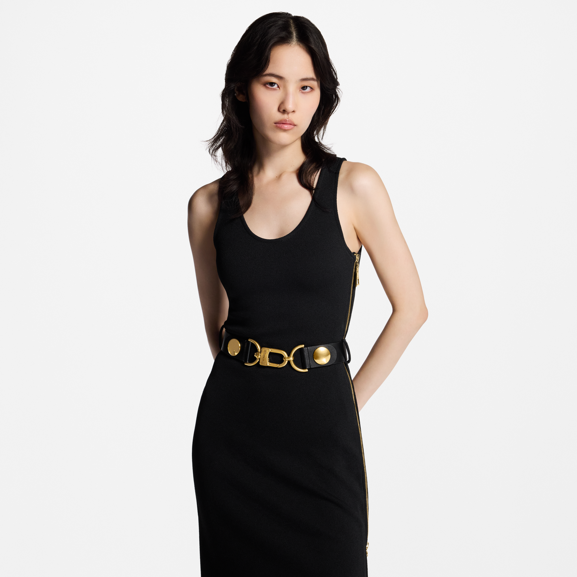 Vestido con cinturón y mosquetón  Mujer Prêt-à-Porter Vestidos | LOUIS VUITTON (Zoom de producto)